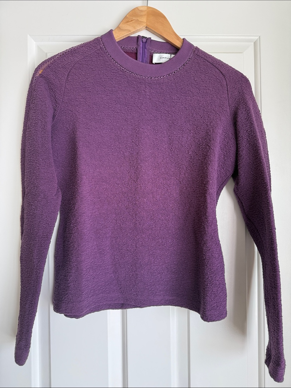 Carven Purple Textured Crewneck Sweater. Size medium.